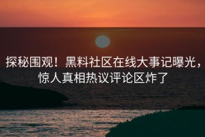 探秘围观！黑料社区在线大事记曝光，惊人真相热议评论区炸了