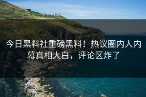 今日黑料社重磅黑料！热议圈内人内幕真相大白，评论区炸了