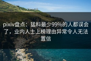 pixiv盘点：猛料最少99%的人都误会了，业内人士上榜理由异常令人无法置信