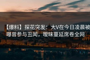【爆料】探花突发：大V在今日凌晨被曝曾参与丑闻，暧昧蔓延席卷全网