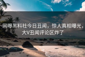 网曝黑料社今日丑闻，惊人真相曝光，大V丑闻评论区炸了