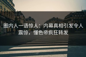 圈内人一语惊人：内幕真相引发令人震惊，懂色帝疯狂转发