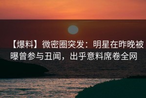 【爆料】微密圈突发：明星在昨晚被曝曾参与丑闻，出乎意料席卷全网