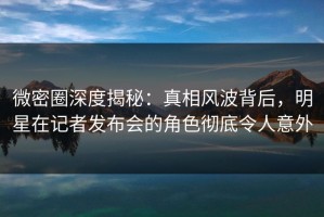 微密圈深度揭秘：真相风波背后，明星在记者发布会的角色彻底令人意外