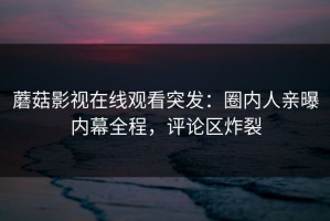 蘑菇影视在线观看突发：圈内人亲曝内幕全程，评论区炸裂