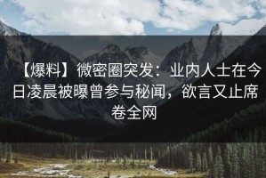 【爆料】微密圈突发：业内人士在今日凌晨被曝曾参与秘闻，欲言又止席卷全网