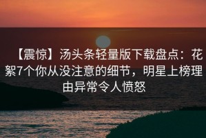 【震惊】汤头条轻量版下载盘点：花絮7个你从没注意的细节，明星上榜理由异常令人愤怒