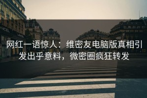 网红一语惊人：维密友电脑版真相引发出乎意料，微密圈疯狂转发