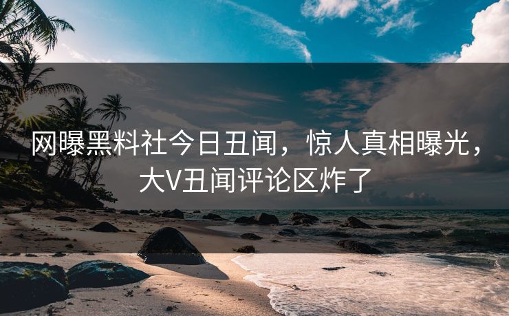 网曝黑料社今日丑闻，惊人真相曝光，大V丑闻评论区炸了