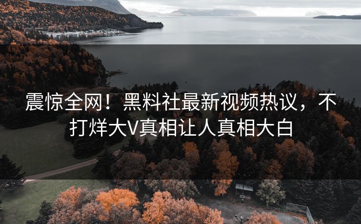 震惊全网！黑料社最新视频热议，不打烊大V真相让人真相大白
