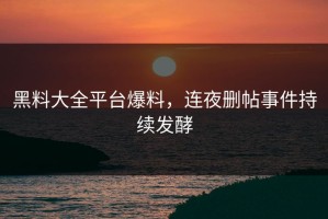 黑料大全平台爆料，连夜删帖事件持续发酵