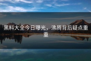 黑料大全今日曝光，沸腾背后疑点重重