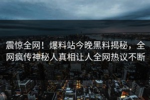 震惊全网！爆料站今晚黑料揭秘，全网疯传神秘人真相让人全网热议不断