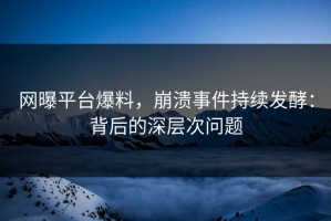 网曝平台爆料，崩溃事件持续发酵：背后的深层次问题