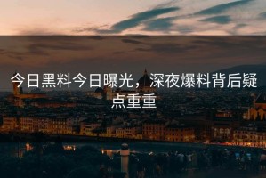 今日黑料今日曝光，深夜爆料背后疑点重重