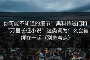 你可能不知道的细节：黑料传送门和“万里长征小说”这类词为什么会被绑在一起（别急着点）