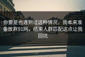 你要是也遇到过这种情况，我本来准备放弃91网，结果人群匹配这点让我回坑