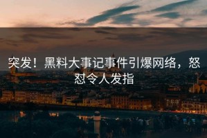突发！黑料大事记事件引爆网络，怒怼令人发指