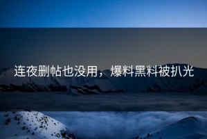 连夜删帖也没用，爆料黑料被扒光