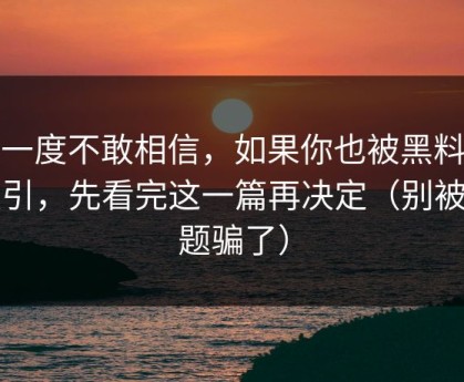 我一度不敢相信，如果你也被黑料社吸引，先看完这一篇再决定（别被标题骗了）