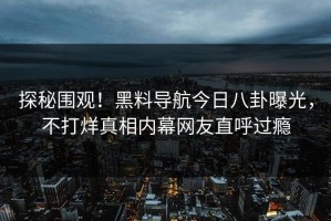 探秘围观！黑料导航今日八卦曝光，不打烊真相内幕网友直呼过瘾