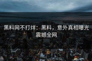 黑料网不打烊：黑料，意外真相曝光震撼全网