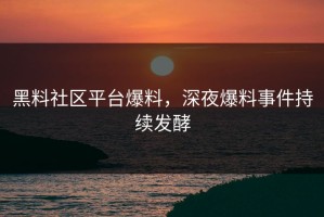 黑料社区平台爆料，深夜爆料事件持续发酵