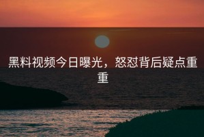 黑料视频今日曝光，怒怼背后疑点重重