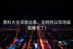 黑料大全深夜出事，全网热议现场画面曝光了！