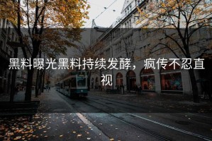 黑料曝光黑料持续发酵，疯传不忍直视
