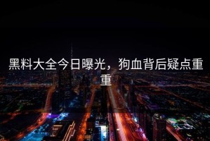 黑料大全今日曝光，狗血背后疑点重重
