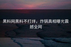黑料网黑料不打烊，炸锅真相曝光震撼全网