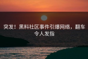 突发！黑料社区事件引爆网络，翻车令人发指