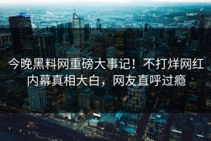 今晚黑料网重磅大事记！不打烊网红内幕真相大白，网友直呼过瘾