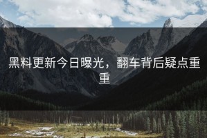 黑料更新今日曝光，翻车背后疑点重重