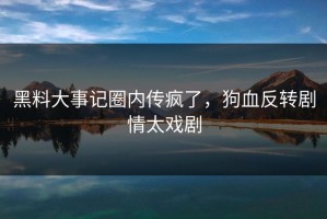 黑料大事记圈内传疯了，狗血反转剧情太戏剧