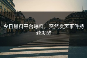 今日黑料平台爆料，突然发声事件持续发酵