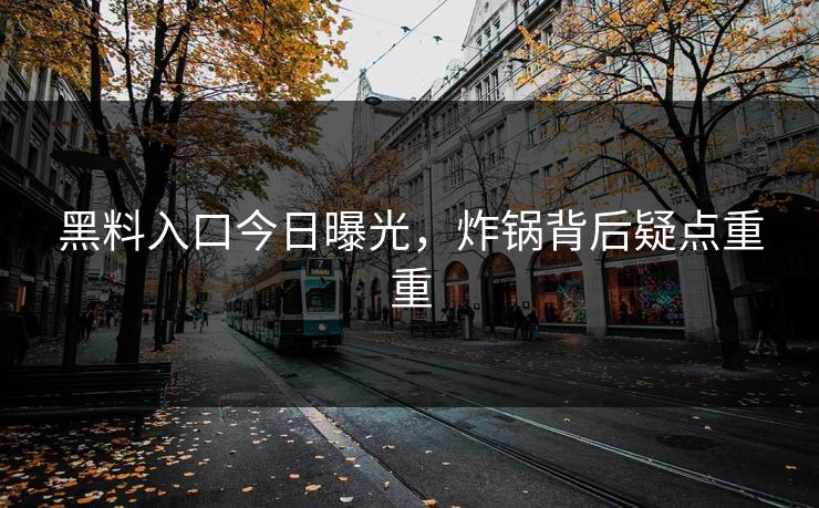 黑料入口今日曝光，炸锅背后疑点重重