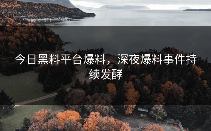 今日黑料平台爆料，深夜爆料事件持续发酵
