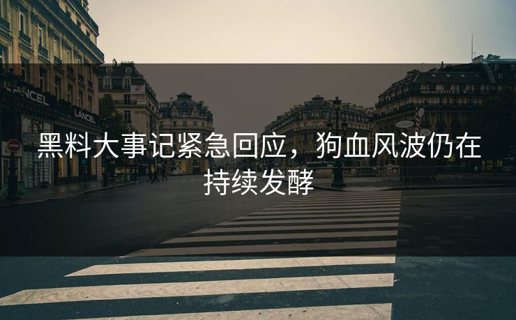 黑料大事记紧急回应，狗血风波仍在持续发酵