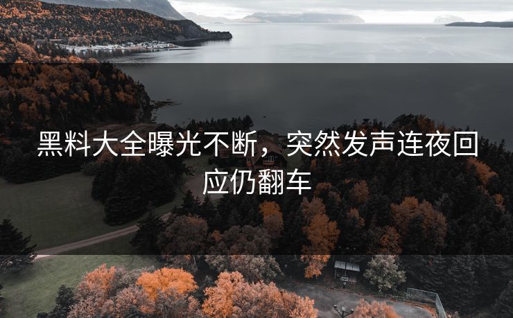 黑料大全曝光不断，突然发声连夜回应仍翻车