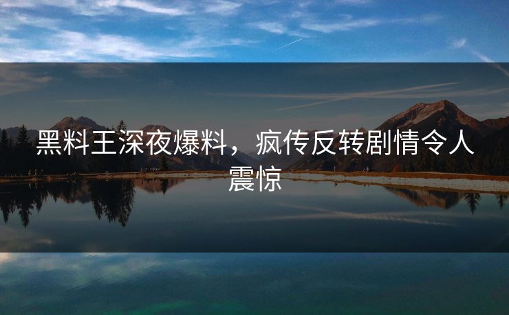 黑料王深夜爆料，疯传反转剧情令人震惊