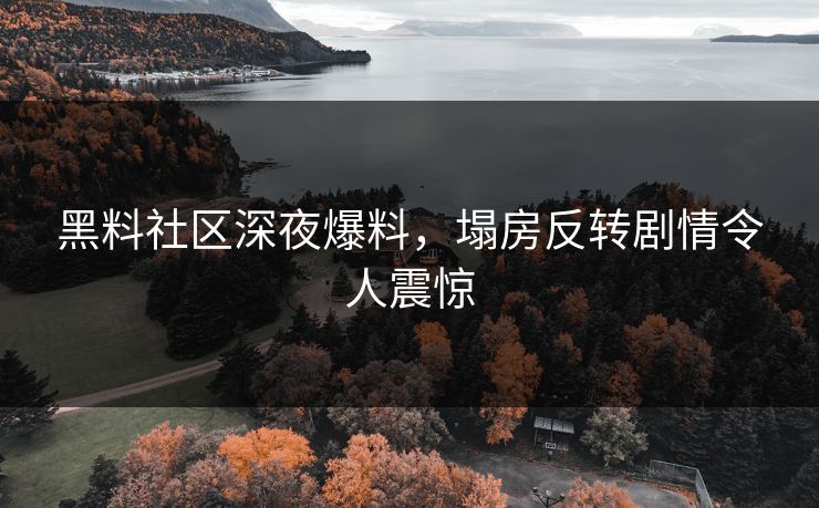 黑料社区深夜爆料，塌房反转剧情令人震惊