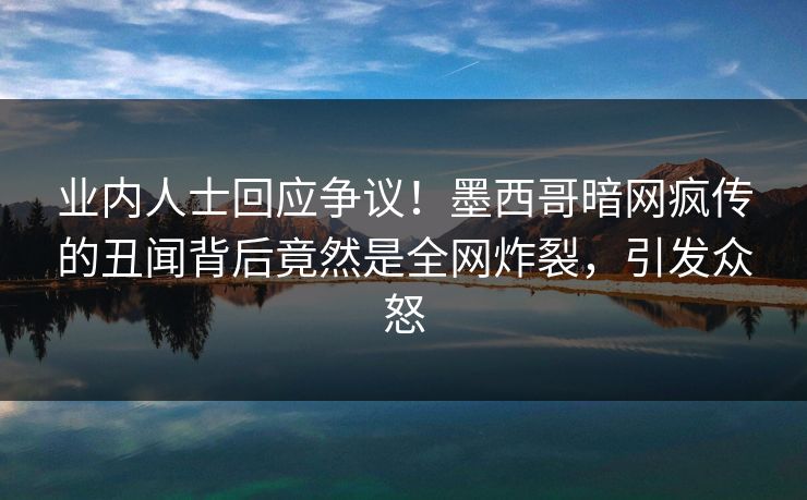 业内人士回应争议！墨西哥暗网疯传的丑闻背后竟然是全网炸裂，引发众怒